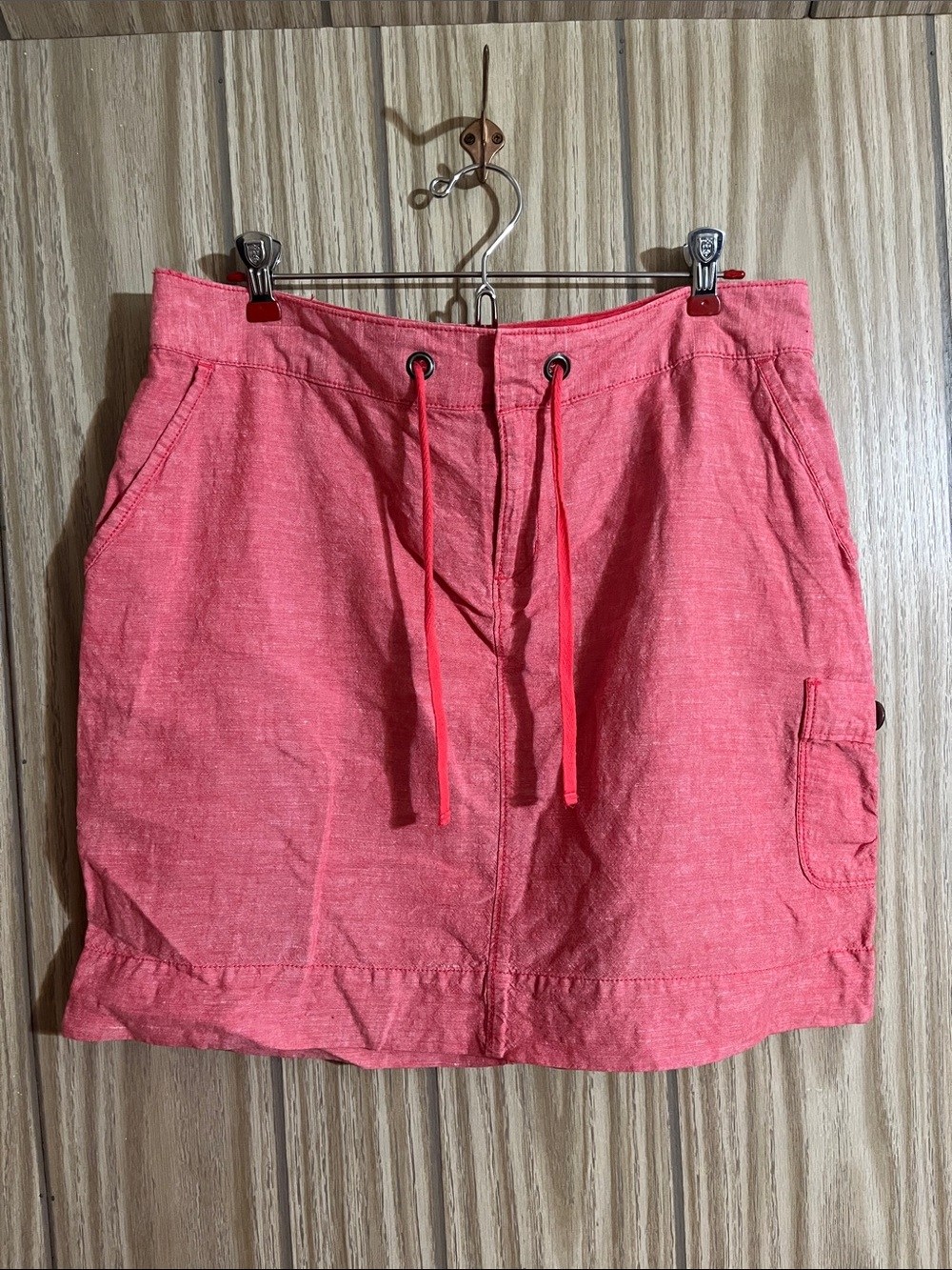 Columbia Coral Pink Drawstring Mini Skirt
